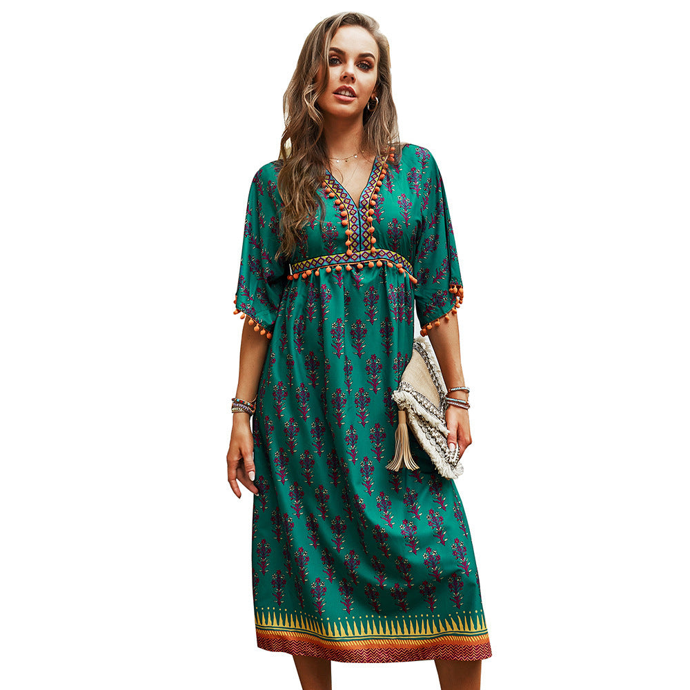 Women V-neck Dress Casual Vacation