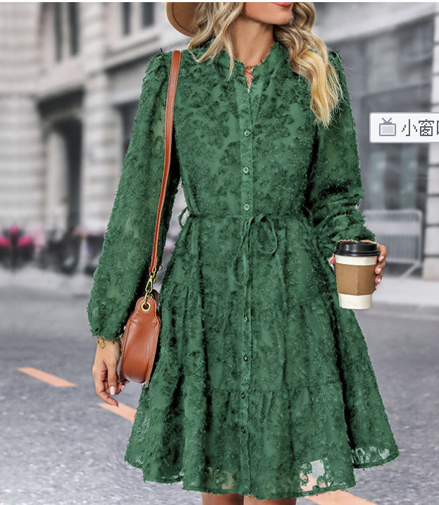 Lace Tied Long Sleeve Dress Fashion