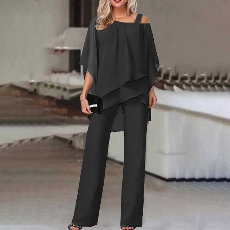 Solid Loose Irregular Suits Batwing Sleeve