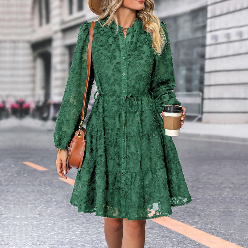 Lace Tied Long Sleeve Dress Fashion